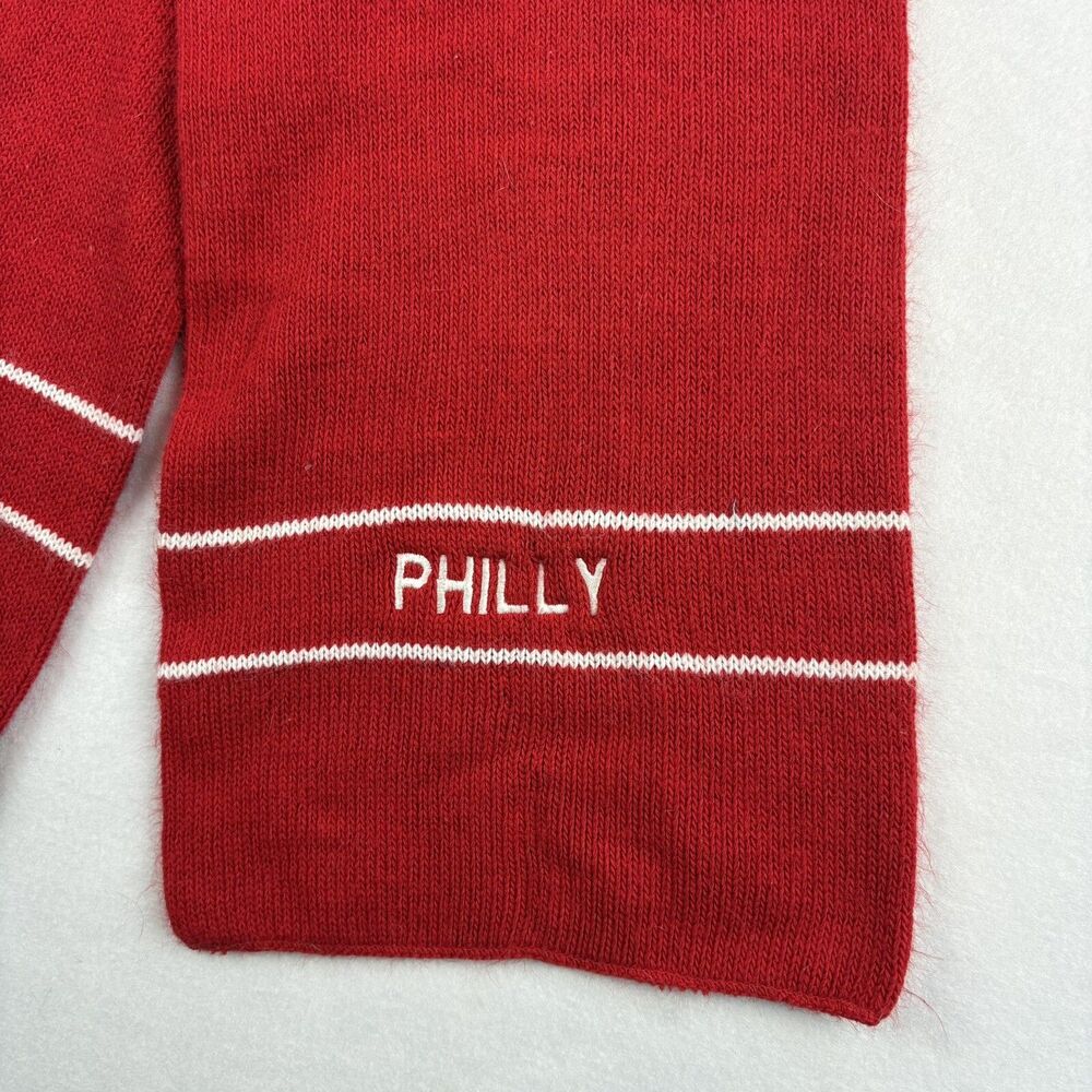 Vintage Philly Scarf Red 100% Acrylic Made In USA 50-52”